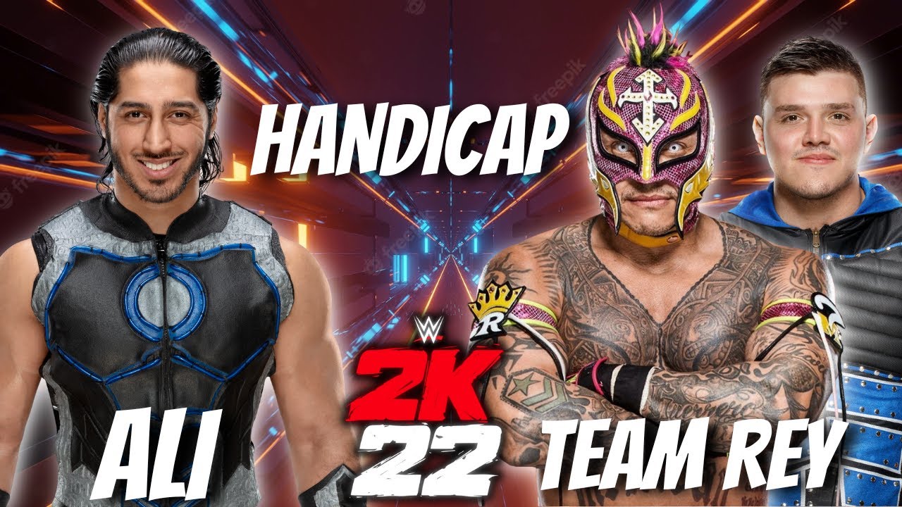 Ali Rey WWE 2K22 HANDICAP MATCH | MUSTAFA ALI VS REY MYSTERIO & DOMINIK ...