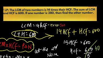 The LCM of two numbers is 14 times their HCF. The sum of LCM & HCF is 600. if one number is 280,..