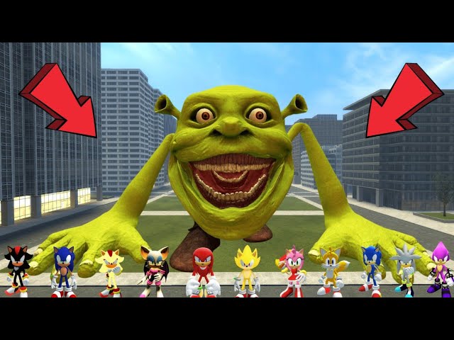NEW SHIN SONIC TAPES VS SHREK SONIC TAPES AND SONIC EXE ON BIG MAZE in Garry's Mod!