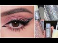 Soft Pink With Silver glitter eye makeup