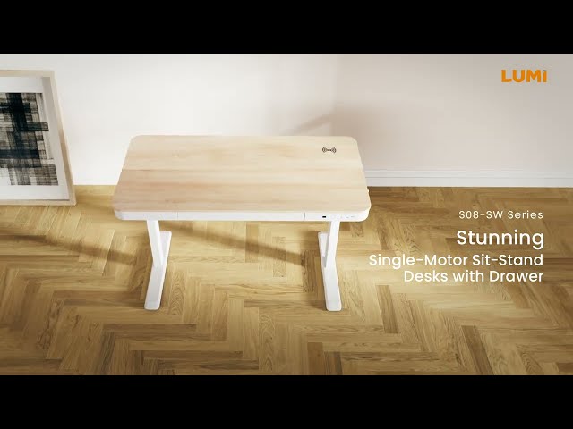 STUNNING SINGLE MOTOR SIT-STAND DESKS WITH DRAWER | S08-SW Series | LUMI
