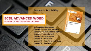 ECDL Advanced Word Lesson 7 Paste Special