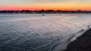 20250705 Post-Sunset Big Wake After Ship Passes between Staten Island and Perth Amboy