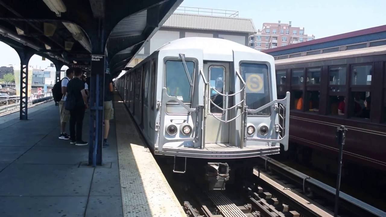 MTA NYC Subway Special: Train Of Many Metals Entering Brington Beach