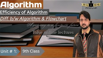 Algorithm-Efficiency of Algorithm- Diff.b/w Algorithm & Flowchart, unit#1, Problem solving,9th class