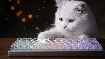 고양이의 크리스탈 키보드 타이핑 ASMR ✨ | Cat Types on a Crystal Keyboard ✨ | Clear Glass Typing ASMR