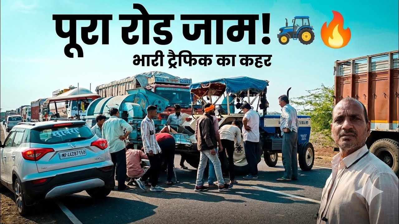 Finally Aaj Gadi Load Ho gaya😎||पूरा रोड जाम 😱 ट्रैक्टर खराब हुआ बीच सड़क |Daily Truck Driver Vlogs