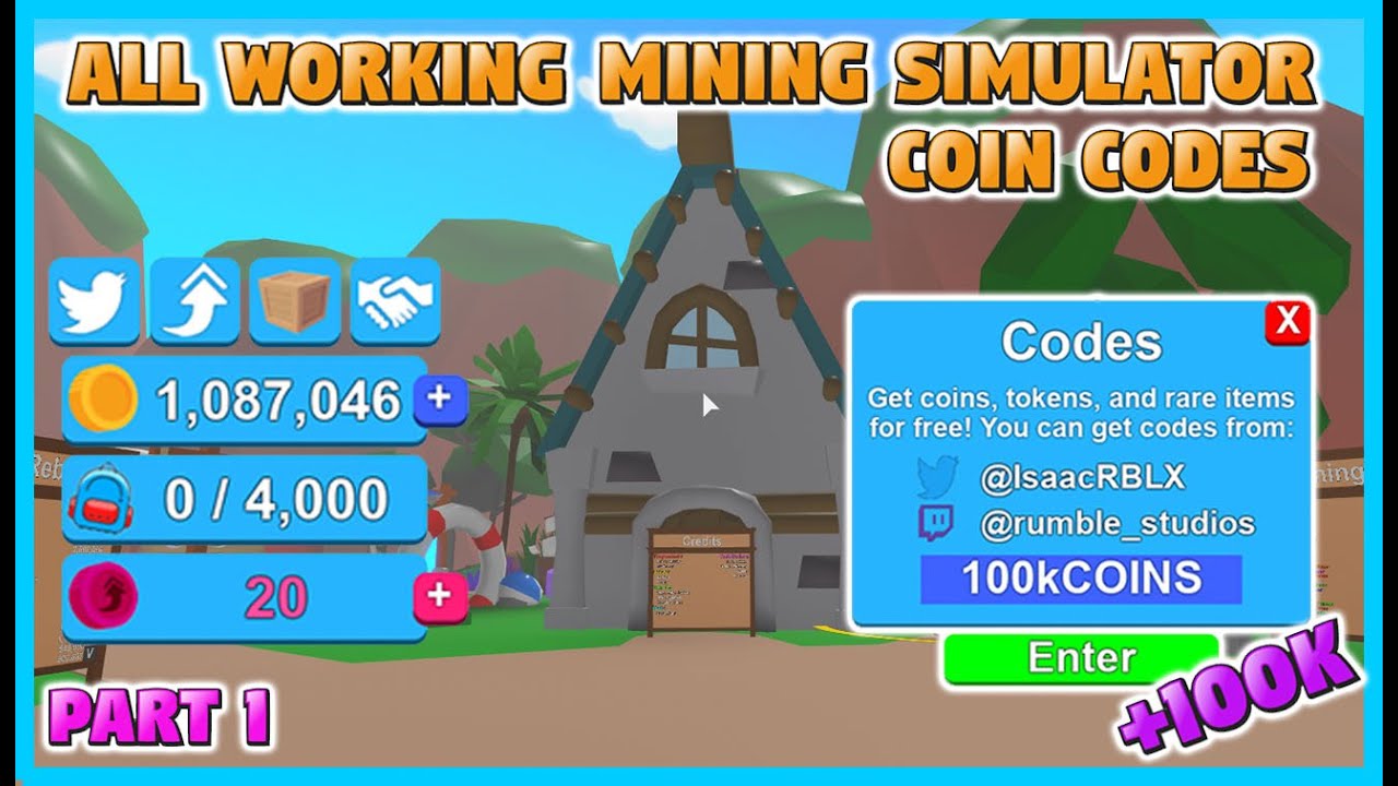 ALL MINING SIMULATOR CODES COIN CODES Part 1 YouTube