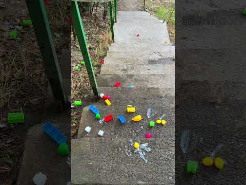 Rolling colorfull bottle on the stair 🌈👻 #asmr #crushingsoftthings #crushingcrunchythings