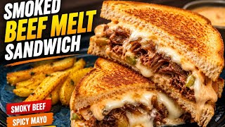 Smoked Beef Melt Sandwich | Cheesy, Spicy & Loaded with Flavor.