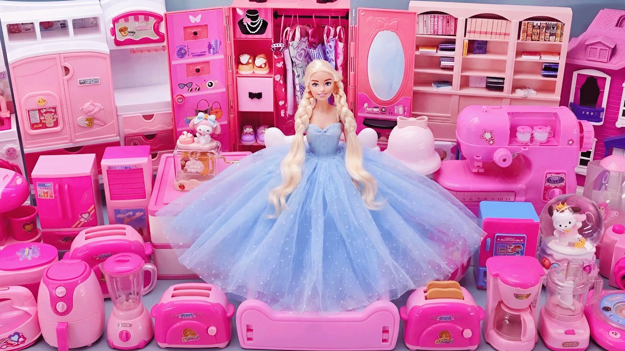 11 Minutes Satisfying with Unboxing Barbie Princess Bed & Wardrobe Collection Toys Review | ASMR