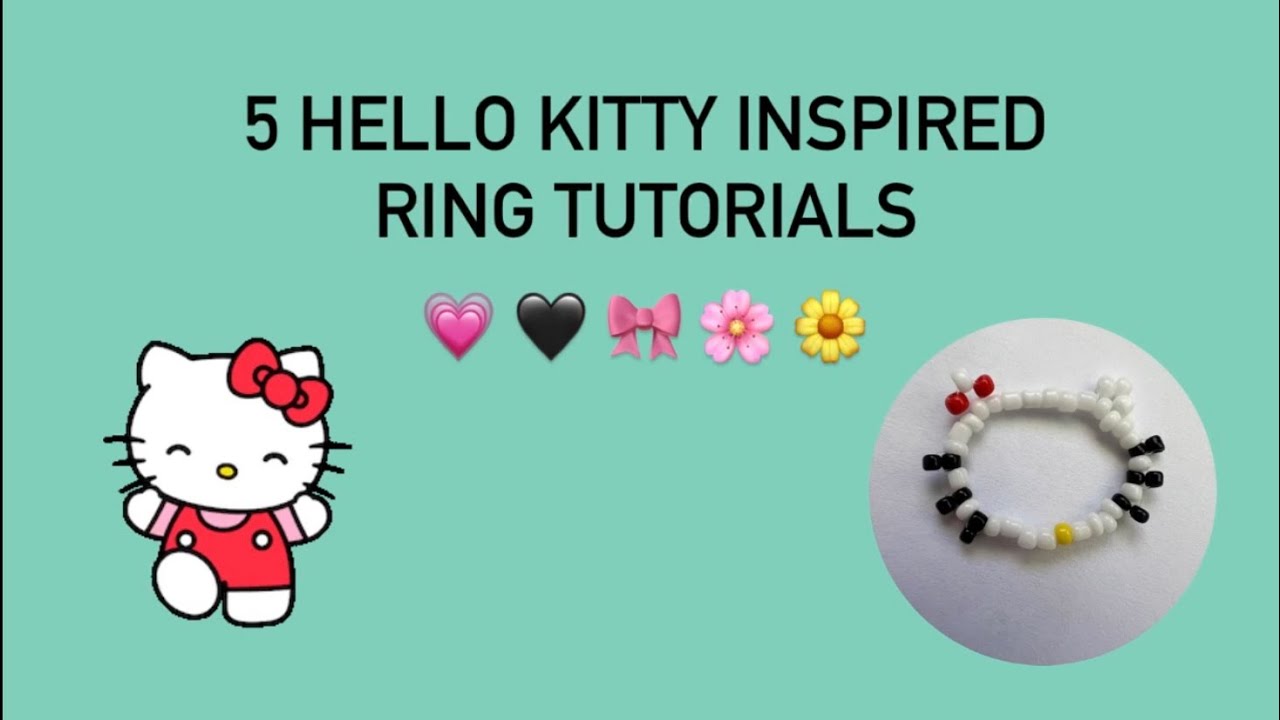 Beaded Hello Kitty Ring Tutorials, Hello Kitty, My Melody, Kuromi