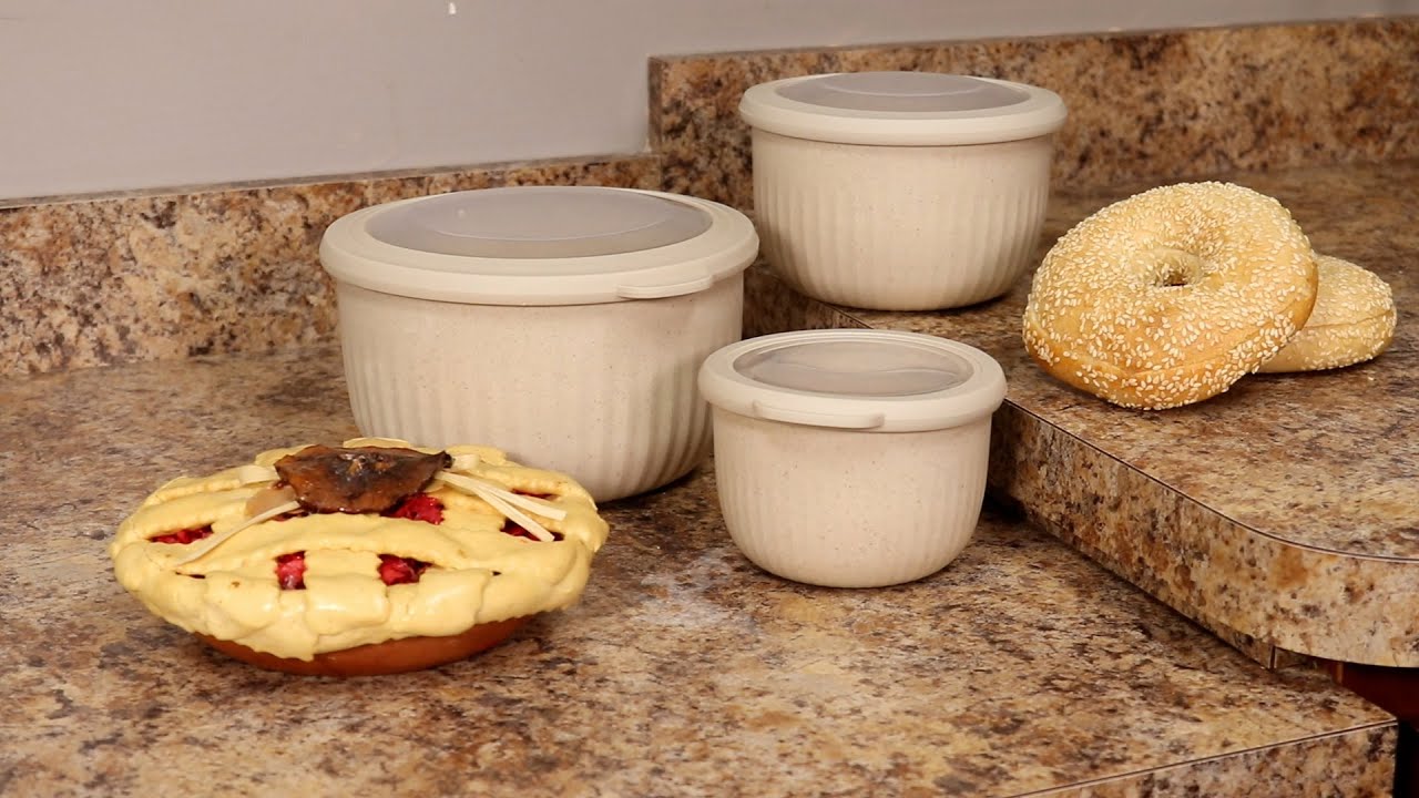 3 PC Eco-Friendly Nesting Microwave Bowl Set with Clear Lids