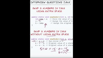 Interview Questions Java | Swap 2 Numbers without using extra space #shorts  #codinginterview  #code