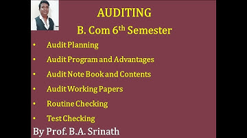 Auditing Part 3 in Kannada for B.Com/M.Com/CA/CS By Srinath Sir