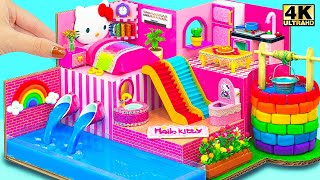(DIY) Build Summer Hello Kitty Miniature House with Bedroom, Pool, Double Slide and Rainbow Well