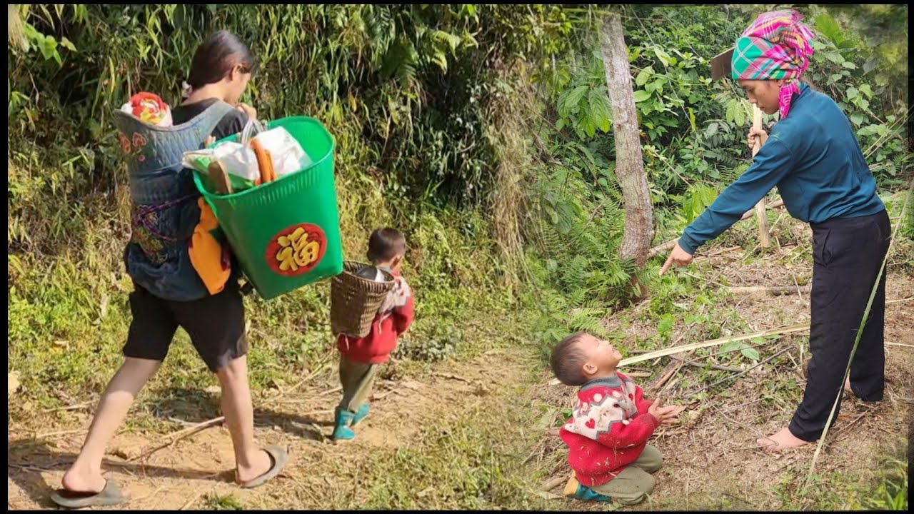 After leaving the old house, the boy followed his mother to a place without knowing where to return.