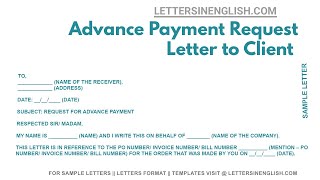 Advance Payment Request Letter To Client - Sample Letter to Request for Advance Payment to Client