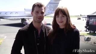 Jamie Dornan & Dakota Johnson Facebook Message from the Fifty Shades Darker Set
