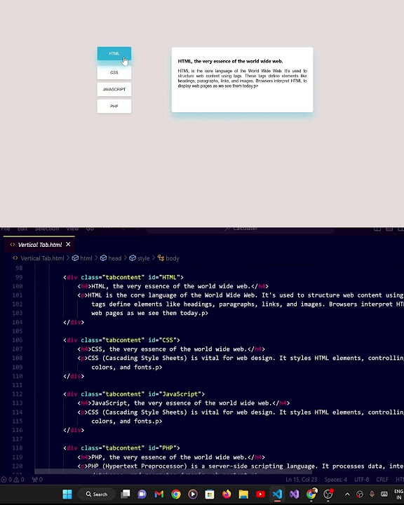 How To Create Tab using HTML & CSS | Vertical Tab Design#coding # ...