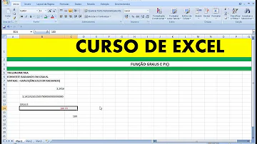 Como transformar de graus para radianos no Excel?
