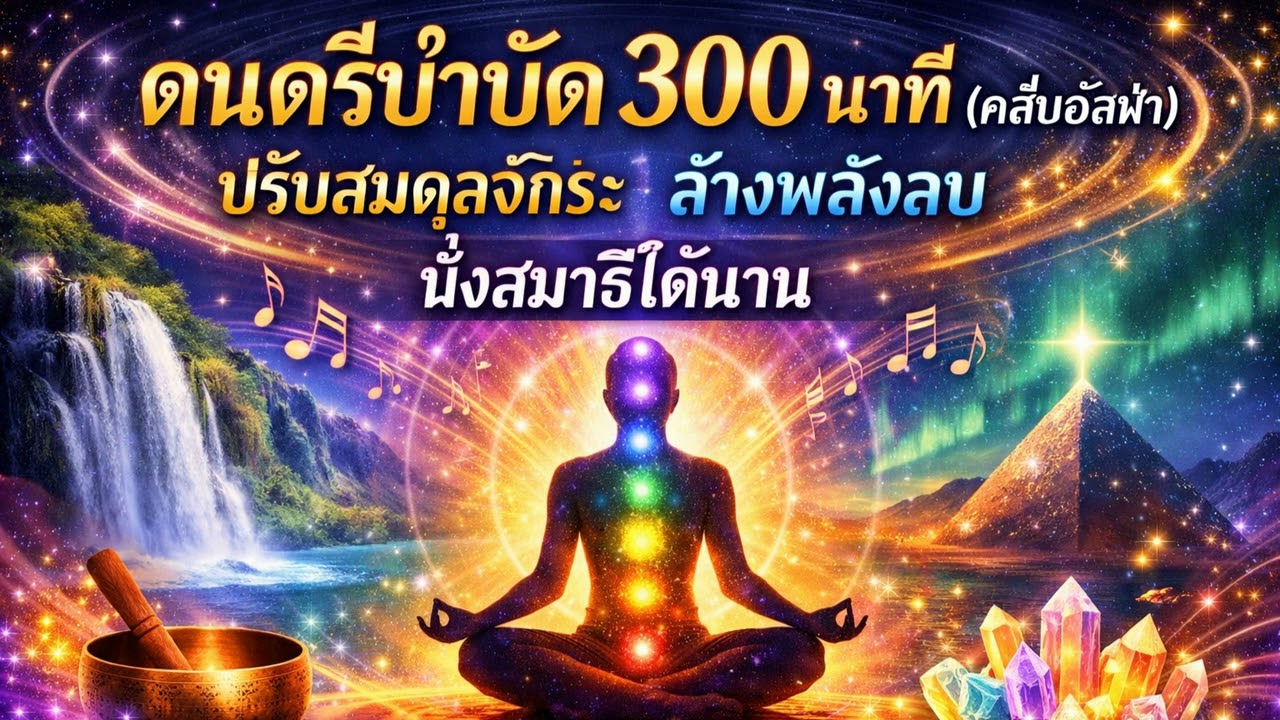 ดนตรีบำบัด 300 นาที (คลื่นอัลฟ่า) ปรับสมดุลจักระ ล้างพลังลบ นั่งสมาธิได้นาน #Meditation