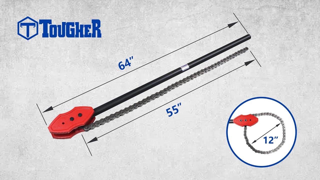 TOUGHER 64" Double-End Chain Pipe Wrench
