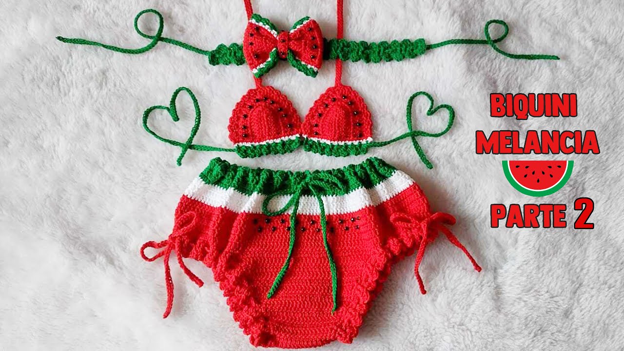BIQUÍNI MELANCIA EM CROCHÊ PARA BEBÊS (PARTE 2)