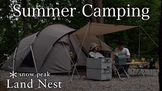 [Couple camp] Cooling summer camp on the lakeside hill / heat measures / snow peak Land Nest M/ ASMR