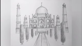 How to draw Taj Mahal with pencil easily 😀👆🏼