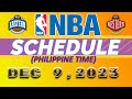 NBA Schedule | December 09, 2023 Philippine Time I December 08, 2023 USA CT/ #intergasports