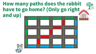 Combination problem | How many paths does the rabbit have to go home | 兔子回家有幾條路徑可選？排列組合問題