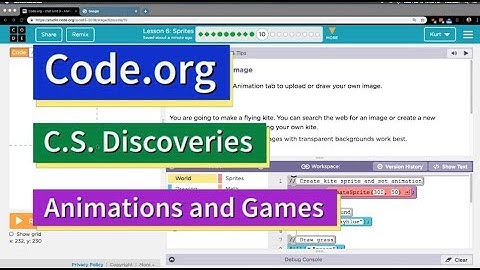 Sprites Lesson 6.10 Code.org Tutorial with Answers - Unit 3 Animation and Games CS Discoveries