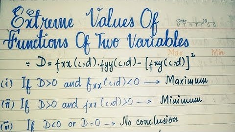 Extreme Values Of Functions Of Two Variables | Maxima And Minima | Example1