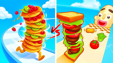 Pancake Run VS Sandwich Runner 🥞⚡ All Levels Max Update Walkthrough Mobile NEW Gameplay Q8RX