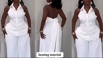 How to cut and sew this stylish halter neck shirt