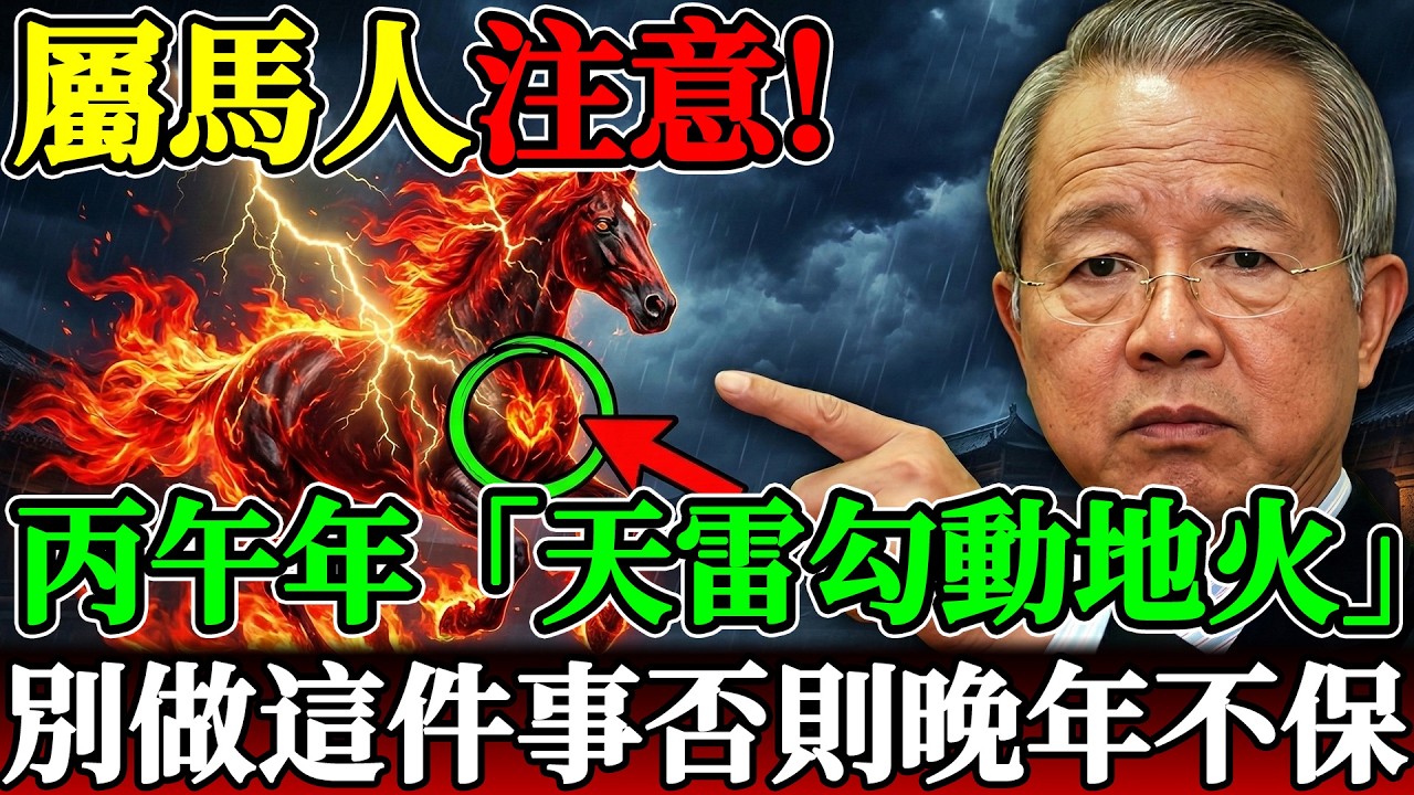 屬馬人注意！2026丙午年「天雷勾動地火」，千萬別做這件事！否則晚年不保#曾仕強 #易經 #本命年 #2026屬馬 #丙午年