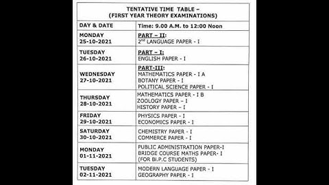 TS intermediate 1st year time table 2021 #tsbie #timetable #exams #2021