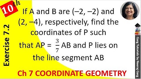 If A and B are (–2,–2) and (2,–4) respectively, find the coordinates of P such that AP =  3/7 AB