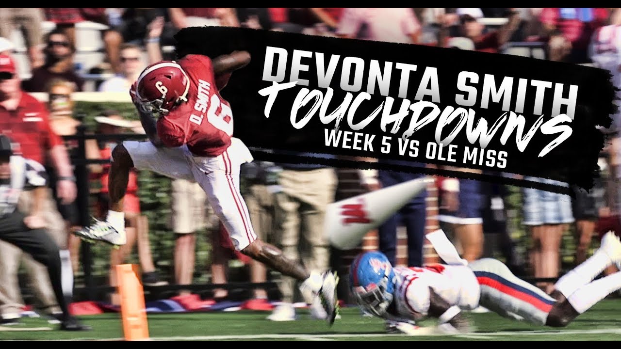 Watch Devonta Smiths Record Breaking 5 Touchdowns Vs Ole Miss