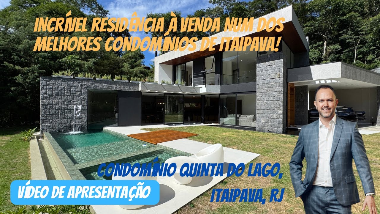 Mansão moderna e sofisticada à venda no condomínio Quinta do Lago, Itaipava, RJ | Vídeo completo