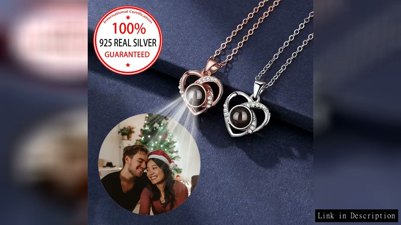 S925 Sterling Silver Custom Color Picture Projection Necklace Heart Pendant For Mom Girlfriend Valen