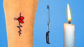 How To Make TEMPORARY  Waterproof Tattoo At Home with pen & Candle  | Diy Tattoo With Candle