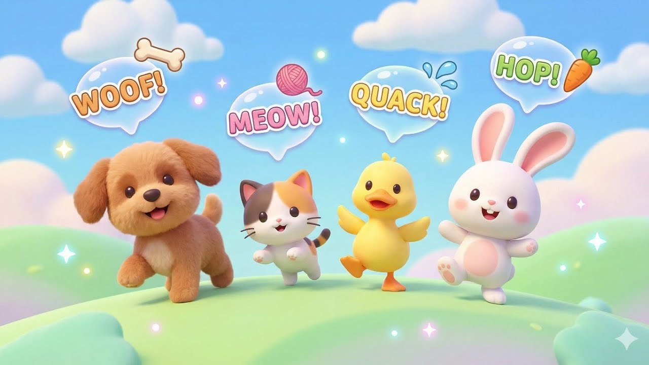 The Tiny Animal Parade 🐶🐱🦆🐰 | Animal Sounds Song for Kids