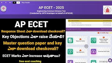 AP ECET 2025 Preliminary Key 🔑 | Response Sheet, Key Objections process #preliminarykey #apecet