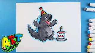 How To Draw A Birthday Godzilla
