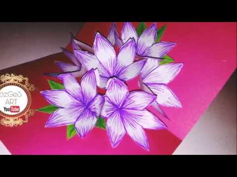 Sevgiliye Kart yapımı 3 D Çiçek kartı  Sevgililer Günü Hediye önerisi-DIY 3D  Flower POP UP card