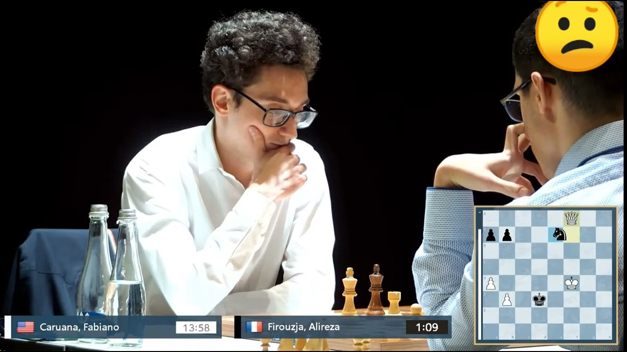 Final moments of Alireza Firouzja vs Fabiano Caruana match #grandswiss  #chess #alireza #fabiano 