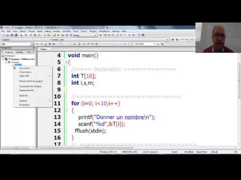 langage c : cour 5 tableau a une dimension - YouTube