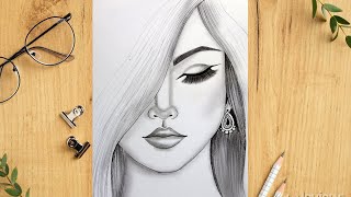 How to draw a girl step by step / Pencil Sketch drawing